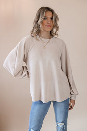 Georgia Taupe Balloon Sleeve Blouse