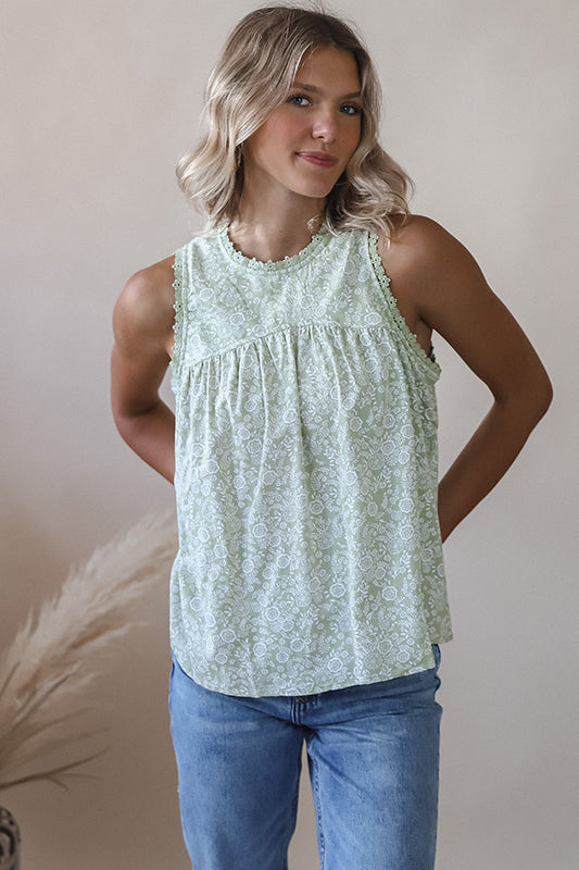 Green Tea Floral Tank