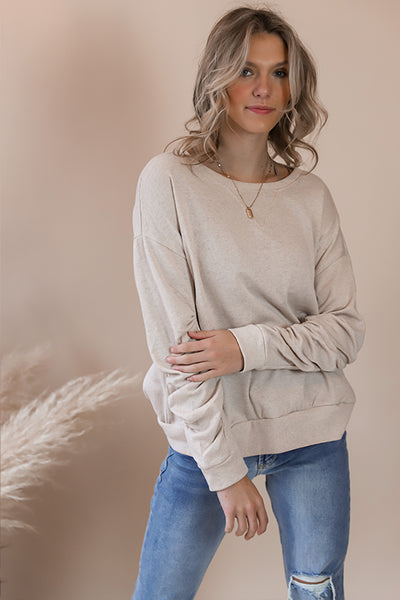 Ruched Sleeve Sweatshirt